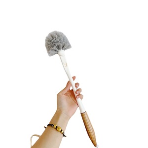 Toilet <b>Brush</b> With Wooden Handle <b>Round</b> Durable Easy To Clean For Household Use - Product Image 1