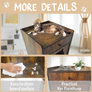 Casa para Gatos de Madera con Forma de Televisor <span class=keywords><strong>Retro</strong></span>, con Cajón y Caja de Arena Oculta, para Interiores - Product Image 3