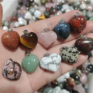 various materials natural rose clear quartz crystal hearts for pendants crystal hearts shaped pendants