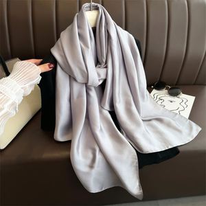 Bestella Women's Spring/Summer Joker Scarf Simple Long Satin Polyester Silk Solid Color Beach Middle East Scarf for Beach Travel - Product Image 4