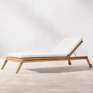 Phong cách mới khu nghỉ mát hồ bơi đồ nội thất ngoài trời Sun <span class=keywords><strong>Lounger</strong></span> với bánh xe có thể điều chỉnh bãi biển Tất cả thời tiết gỗ tếch phơi nắng - Product Image 3