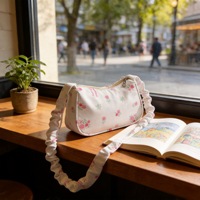 Sac à bandoulière en nylon durable et portable à imprimé floral, grande capacité, fermeture éclair, élégant sac bandoulière pour étudiant