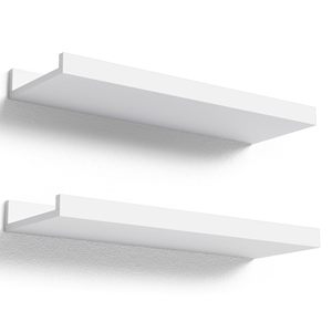 Floating Shelves <b>Wall</b> Mounted Set Of 2 Modern White For Room <b>Display</b> - Product Image 1