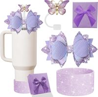 Ensemble d'accessoires pour gobelet 40oz : Capuchon de paille en silicone mignon pour paille de 10mm, et base en silicone en forme de nœud pour gobelet 40oz (gobelet non inclus)