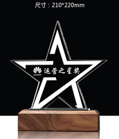 Offre Spéciale : Trophée en Verre Cristal Vierge avec Base en Bois, Gravure Personnalisée et Lettres Sculptées, Plaque Artisanale en Cristal