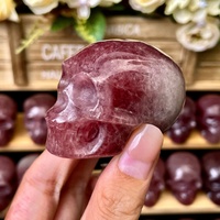 Crânes en cristal de quartz fraise de haute qualité, artisanat en cristal naturel, vente en gros, pour décoration et cadeau