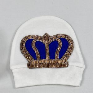 Tela de algodón 100% de alta calidad, tejido de punto personalizado de manga larga, Burbuja de bambú, 4 piezas, conjunto de Pelele de bebé azul y dorado - Product Image 5