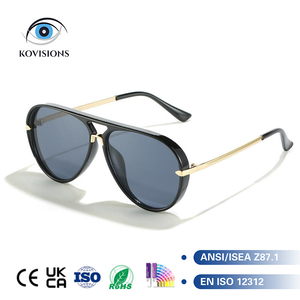 Occhiali da sole da <span class=keywords><strong>uomo</strong></span> premium con doppio ponte, stile pilota, montatura in PC e metallo, protezione UV400, lenti monoblocco, per guida e attività all'aperto - Product Image 1