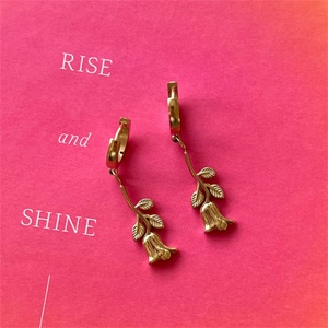 Fashion Fine Brass Jewelry Rose Flower Pendant <b>Hoop</b> Earring for Women - Product Image 5