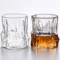 Tasse en verre borosilicate haute résistance, design souche d'arbre, 300 ml, gobelet transparent texturé effet bois créatif pour café, thé, jus et autres boissons
