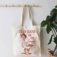 Silly Goose Denim Toile Sac Fourre-Tout Rétro Style Occidental Mignon Polyvalent pour Un Usage Quotidien Cadeau Shopping École-pour Enseignants Amis