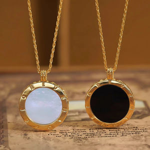 Bijoux chauds bijoux en or véritable AU750 <span class=keywords><strong>grande</strong></span> <span class=keywords><strong>vadrouille</strong></span> ronde et Agate AB Surface pendentif en or breloque pour collier solide 18K bijoux personnalisés - Product Image 1