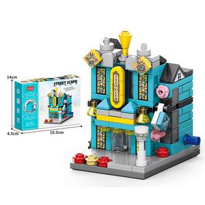 Phong cách Châu Âu kiến trúc phong cách Châu Âu đi bộ đường phố lưu niệm ẩm thực quán cà phê Đồ chơi bộ thu nhỏ khối xây dựng đường phố văn hóa Châu Âu - Product Image 5