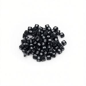 Perline Quadrate Ilan 6x6mm Nere con Numeri Bianchi per Lavori Manuali - Product Image 1