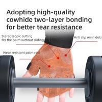 Guantes de Fitness de Cuero Duraderos, Transpirables y Ligeros Antideslizantes para Dominadas, Barra Horizontal y Levantamiento de Pesas