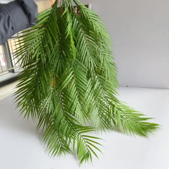 플라스틱 인공 팜 나뭇잎 지점 열대 가짜 Areca 팜 부시 녹지 홈 장식 실내 하와이 잎