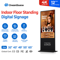 Pantalla Digital Signage LCD de 43, 49, 55 y 65 Pulgadas, 4K Ultra Delgada, con Soporte de Pie, Android 14, para Publicidad en Tiendas Minoristas