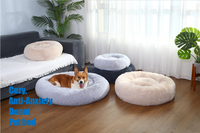Beignet rond Longue Peluche Peluche Doux Simons Chat Coussin Lits De Chien De Luxe Calmant Beignet Câlin