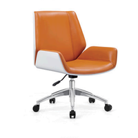 Chaise de bureau de luxe en cuir, ergonomique, pivotante, avec accoudoirs fixes, réglable en hauteur, base chromée, pour bureau à domicile