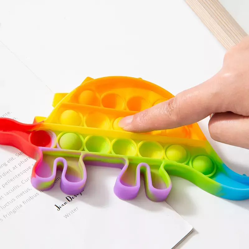 2023 Best Selling 50 designs stock pop bubble cheap poppet silicone dinosaur sensory square push pop itting fidget toy rainbow