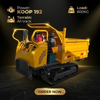 Mini-dumper sur chenilles 800 kg KOP192, motopropulsé diesel, certifié EPA Euro 5, pour chantier