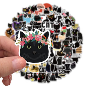 ZY1598C 100 Pezzi Adesivi Gatto Nero Cartoon Impermeabili per Decorare Quaderni, Skateboard, Biciclette, Bagagli, Chitarre per Adolescenti e Bambini - Product Image 3