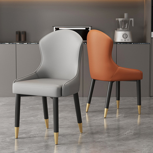 यूरोपीय आधुनिक शैली नरम चमड़े के डाइनिंग चेयर एमडीएफ पैनल बैकरेस्ट होम कॉफी शॉप फर्नीचर के लिए - Product Image 5