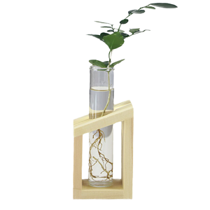 Lot de 3 stations de propagation de plantes en bois galvanisé avec 4 tubes à essai en verre, design moderne, pour usage intérieur, terrarium, vase, propagateur - Product Image 2