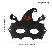 Masque de fête d'Halloween en plastique imprimé en relief, motif chauve-souris, demi-masque, décoration effrayante pour fête d'Halloween, cache-œil effrayant