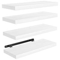 Lot de 4 Étagères Flottantes Murales en Bois Style Campagne pour Salle de Bain, Salon, Bureau, Rangement et Tri à Domicile