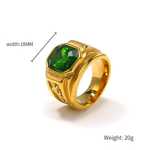 Europäische und amerikanische Hot Sale Square Gravur 18 Karat galvani siert <span class=keywords><strong>Gold</strong></span> bunten Ring Frauen schweren Schmuck - Product Image 2