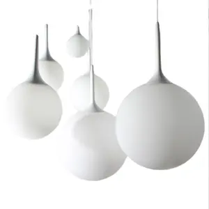 Lámpara colgante de bola de cristal blanca leche moderna minimalista para sala de estar, dormitorio