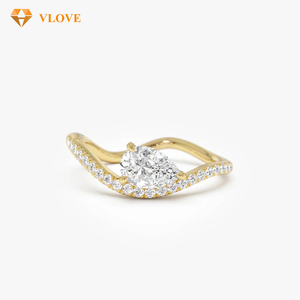 Обручальное кольцо с выращенным в лаборатории бриллиантом грушевидной формы, сертифицированным IGI GIA, из золота 14 карат, ювелирное изделие для женщин, свадебное кольцо с инкрустацией Wayv Pave - Product Image 1