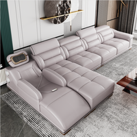 Ensemble de canapés sectionnels au design nordique 2025 avec fauteuil inclinable électrique et haut-parleur Bluetooth |   Meubles en forme de L pour salon de villa avec massage