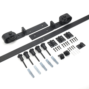 Heavy Duty Bi-Folding Sliding Barn Door Hardware Kit Smooth Quiet Roller Track Easy Installation Modern for Bathroom Black - Product Image 3