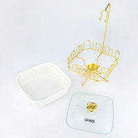 Plat de service en céramique de luxe pour hôtel et restaurant, 3L, doré, chauffe-plats pour buffet avec suspension