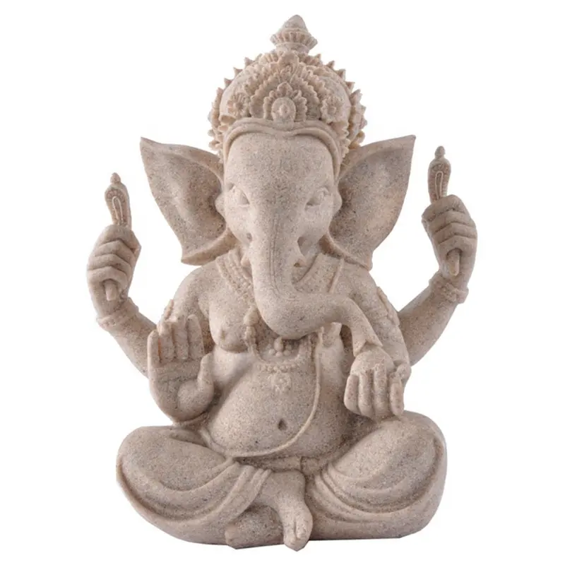 Resina del sudeste de Asia estilo indio escultura de elefante Ganesha estatua de Buda decoración del hogar se asemejan a la piedra arenisca de Color