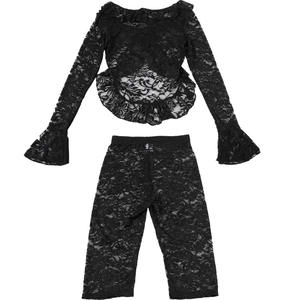 GX5596 Butik Pakaian Seksi Modis Street Wear Elegan Atasan Lengan Panjang Transparan Berbahan Renda dan Celana Pendek Wanita Set 2 Potong - Product Image 4