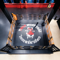 Anneau de boxe professionnel personnalisé avec surface antidérapante durable en acier et cuir PVC pour l'entraînement de MMA, Muay Thai et de boxe