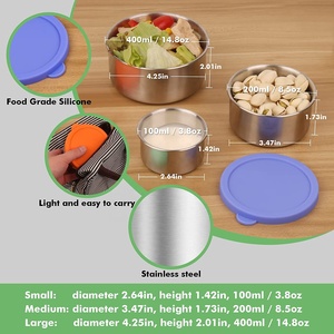 Nhỏ 100/200/400/650ml thép không gỉ container thực phẩm với Silicone nắp cho bữa ăn trưa đồ ăn nhẹ và gia vị bền kim loại thiết kế - Product Image 5