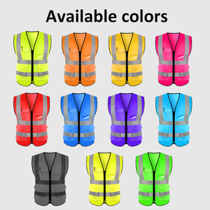 Gilet di Sicurezza Riflettente Multi-Tasca ad Alta Visibilità in Rete con Clip per Radio <span class=keywords><strong>e</strong></span> Porta Penna per Uomo - Product Image 1