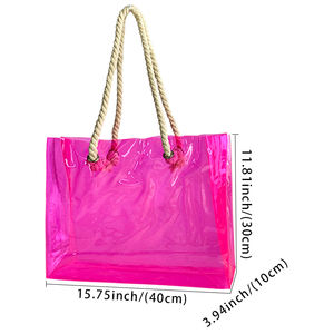 卸売ユニセックス透明<span class=keywords><strong>PVC</strong></span>ビニールトートバッグハンドル付きおしゃれなデザインコンサートフェスティバルワークビーチ誕生日パーティー - Product Image 2