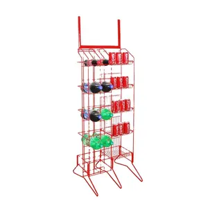 metal material multi size water and drinks bottles floor display stand for supermarket and retail store