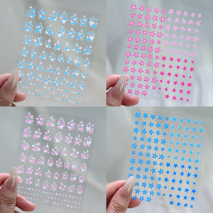 สติ๊กเกอร์ติดเล็บรูปหัวใจ 3 มิติ สีสันสดใส ฟ้า ชมพู แบบติดเอง สำหรับตกแต่งเล็บ DIY - Product Image 5