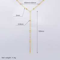 Collier délicat en acier inoxydable plaqué or avec chaîne à billes satellite en forme de Y, fermoir mousqueton réglable, bijoux d'été pour superposition