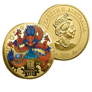 Gedenkmunt 2024 Jaar van de Draak Koningin Elizabeth II Antiek Imitatie Feng Shui Goud Zilver Dubbele Kleur - Product Image 1