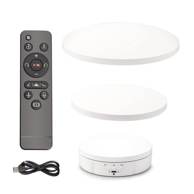 KAMPHO 15/18/22cm 3 in 1 Remote Control Rotating Motorized Electric Product Photogrpahy Display Turntable