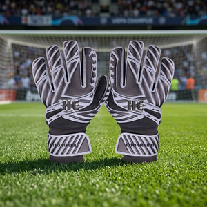 ถุงมือผู้รักษาประตูฟุตบอลสีดำ Super Soft Soccer แบบมืออาชีพ ตัดเย็บแบบ Negative Cut หนา 4 มม. - Product Image 3