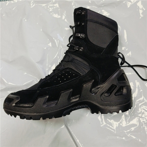 Bottes tactiques montantes TSB08 en daim noir, cuir de vachette véritable, bottes de combat en daim - Product Image 1