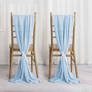 Chemin de table semi-transparent en mousseline bleu clair pour mariage, fête, banquet, décoration de la maison, nappe en gaze - Product Image 4